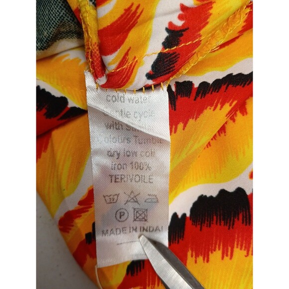 Tropical Mens Hawaiian Shirt XXXL Yellow Green Parrot Palms Button Down - Picture 9 of 9